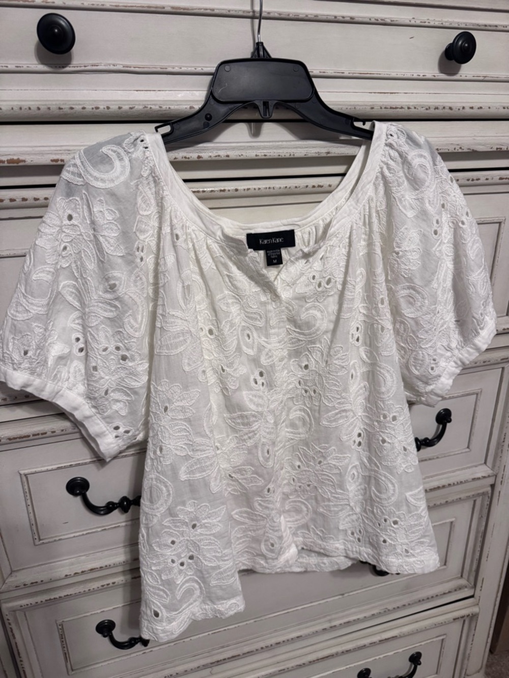 Karen Kane White Eyelet Blouse